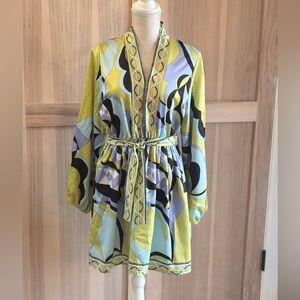 Sunday Up Silky Abstract Dress. Women’s Sz-S. 70’s Inspired | Belted EUC